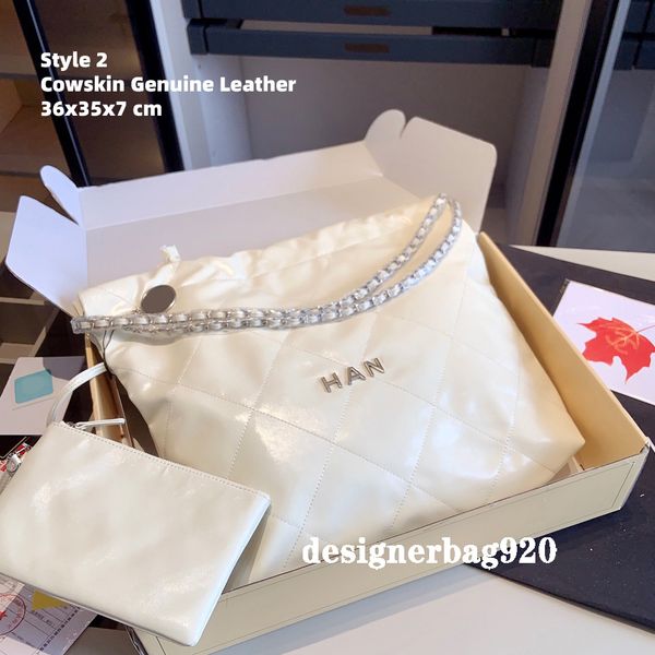 

designer bucket bag cc letter travel shoulder bag genuine leather drawstring handbag gold or silver chain branded tote bags fashion luxury b