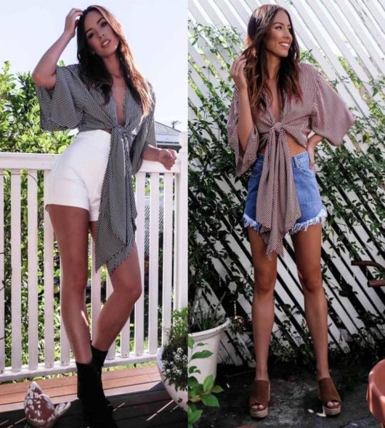 

summer women039s wear in europe and the united states fashion striped shirts with short jackets and tshirts96289072711168, White