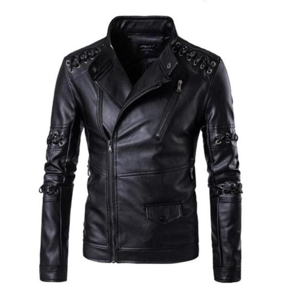 

retro motorcycle leather jacket mens coat casual punk genuine leather moto jacket biker windproof motor clothing plus size 5xl5466046, Black