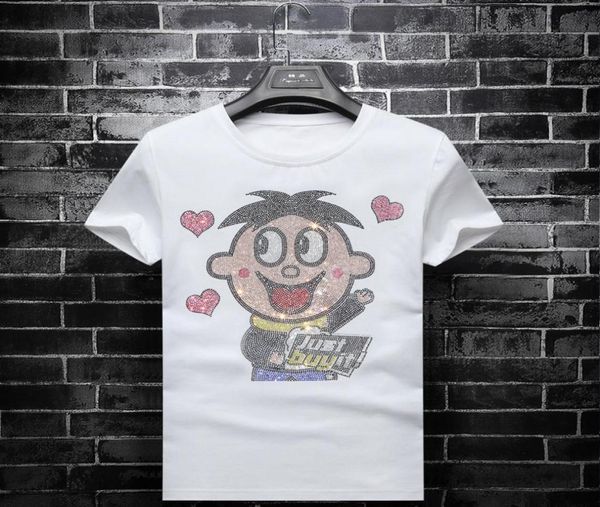 

2019 summer new shortsleeved tshirt men039s fashion wangzai diamond half sleeve round neck korean tshirt8489529, White;black