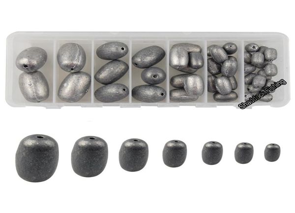 

lead sinker 42pcsbox assorted size egg fishing sinker weights kit saltwater fishing weights total 186oz in a handy box6398452