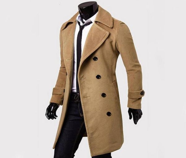 

men039s trench coats 2021 fashion coat men double buttons sobretudo masculino slim fit long for autumn overcoat113213000, Tan;black
