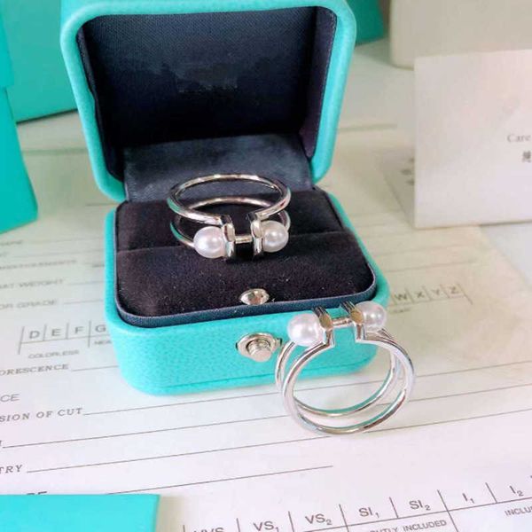 

tiffay natural pearl ring female tie family niche design minimalist style fashion plain, Silver