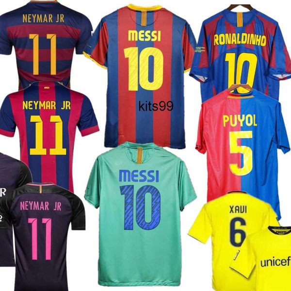 

10-11 barcelona retro soccer jerseys barca neymar 14 15 xavi suaruz iniesta finals classic maillot de foot rivaldo 1899 1999 football shirts, Black;yellow