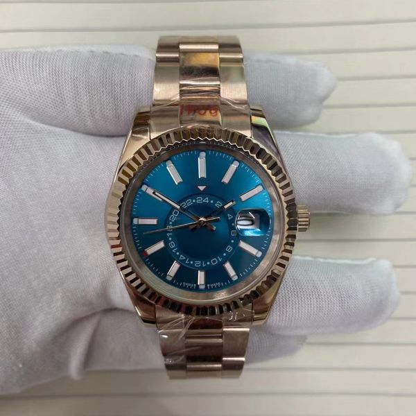 

luxury sky dweller gmt sports men s and women s watch 2813 automatic machinery 24h function stainless steel waterproof 50m rubber millennium, Slivery;golden
