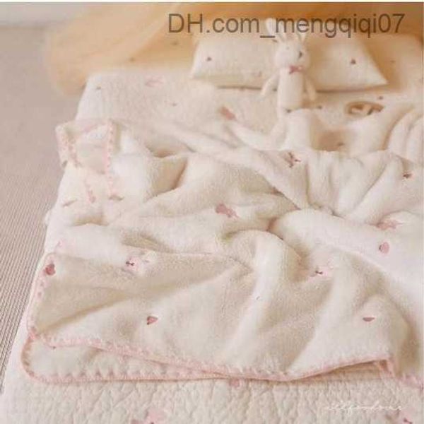 

blankets swaddling korean baby blanket coral plush bear rabbit cartoon embroidery blanket newborn cover blanket children's quilt handca
