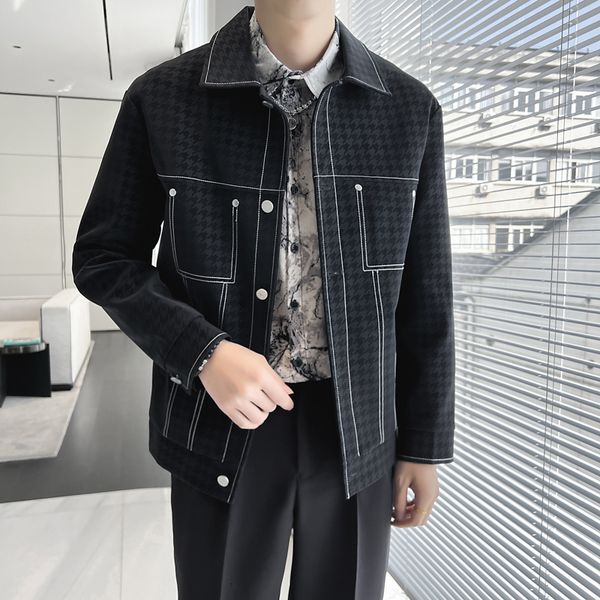 

men's jackets autumn bright line design pu leather jacket men fashion loose casual motorcycle bike lapel streetwear social outwear 2023, Black;brown