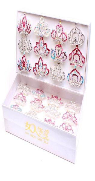 

55cm mini cute crowns various designs crystal rhinestone princess crown hair comb birthday party tiaras for girls kids hair jewel3658118, White;golden