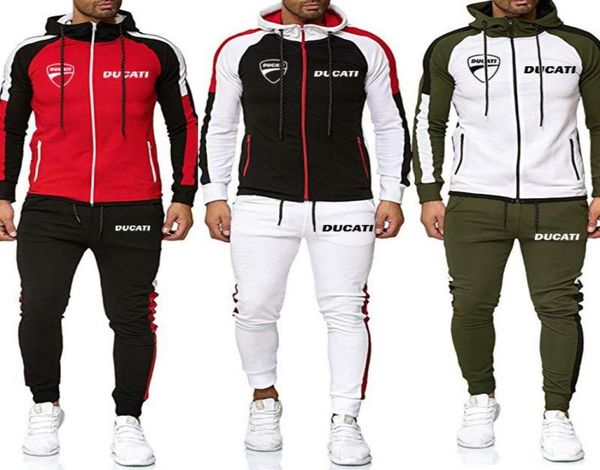

men039s tracksuits 2022 ducati men casual autumn hoodies pants tracksuit sportswear zipper elegant sweatshirts fashion print 6275708, Gray