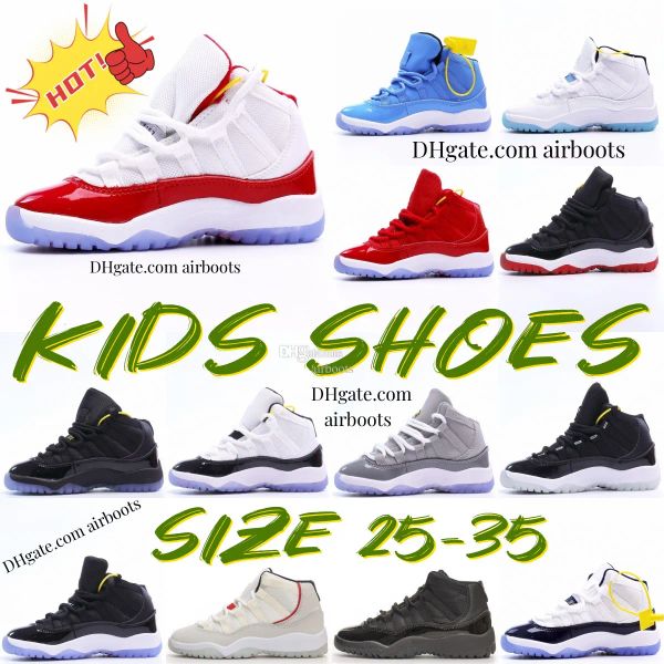 

kids shoes 11 cherry 11s boys grey sneakers basketball trainers kid youth toddler sport shoe jumpman girls children bred blue snea'&#03, Black