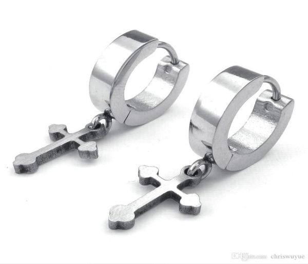 

new jewelry mens womens stainless steel huggie hinged hoop earrings silver black gife21541439140428, Golden;silver