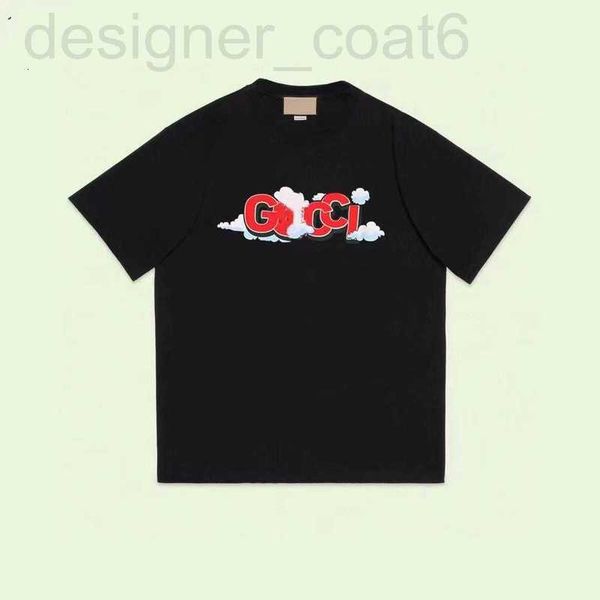 

men's t-shirts designer poison family correct version verified 2023 summer blue sky and white cloud letter printing short sleeve t-shir, White;black