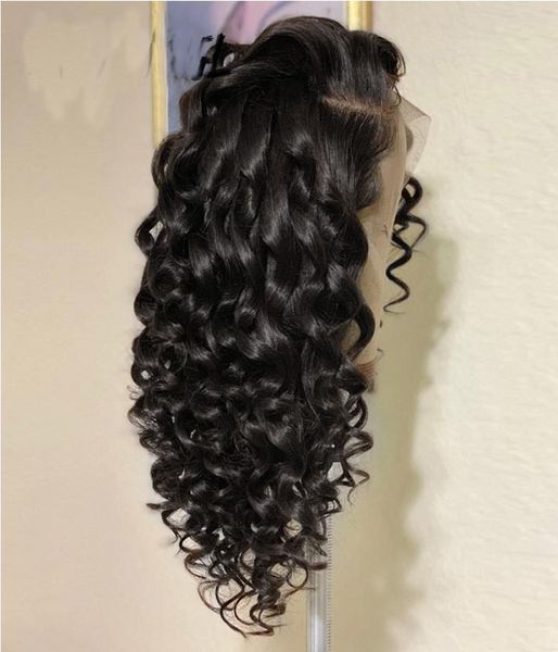 

180density 26inch soft long brazilian body wave pre plucked glueless lace front wig for women with baby hair heat temperature3874576, Black;brown
