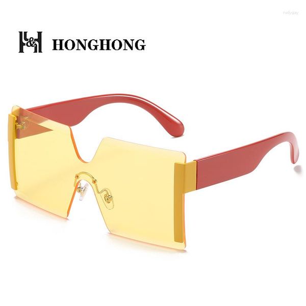 

sunglasses honghong 2023 yellow pink oversize large retro for women and men fashion gafas de sol uv400 protection outdoor996, White;black