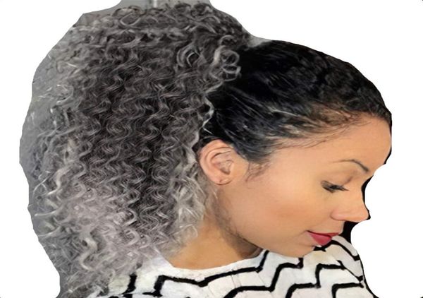 

gray drawstring ponytail extensions ombre black grey ponytails for black women kink curly hair tails two tone ponytail hairpiece g6652487