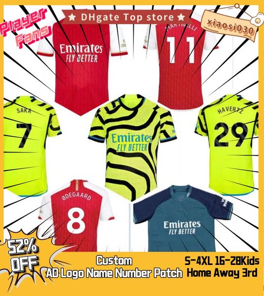 

23 24 soccer jerseys g. jesus jersey football shirts smith rowe pepe saka odegaard thomas martinelli tierney fabio fans player men kids suit, Black;yellow