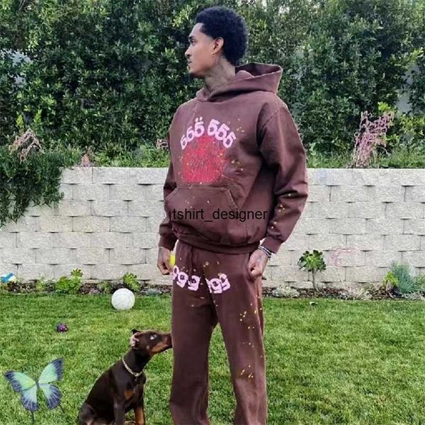 

sp5der 555555 young thug men's pants foam print 555555 sweatpants men women drawstring joggers spider web 220914, Black