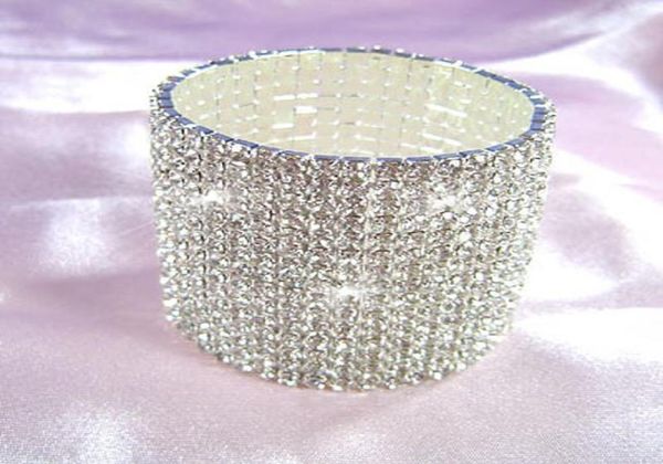 

15 row stretch bridal clear crystal rhinestone bangle bracelet cb9152638056, Black