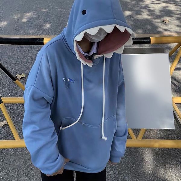 

women's hoodies sweatshirts sweatshirts for women shark hoodie long sleeve blue kawaii shark shape hooded pullover sweatshirts graphic, Black