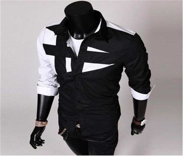 

5 colors mens shirt hit color long sleeve lapel shirt shirts fashion casual clothes sxxxl9927044, White;black