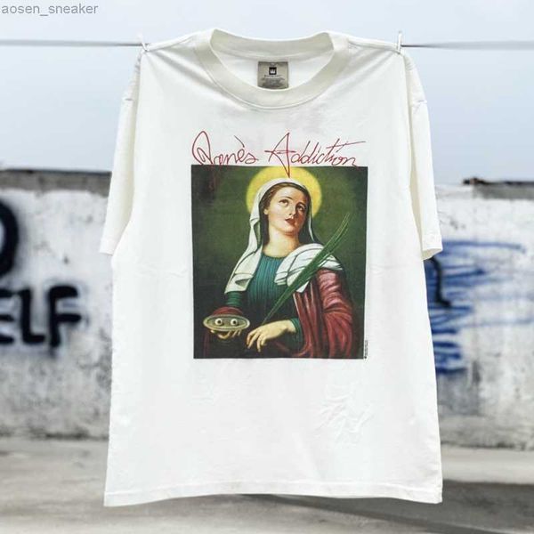 

trend wear jerry design mary lucy famous painting printing clothing comfortable basic round neck tee, White