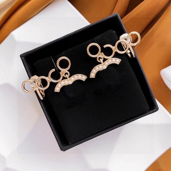 

double pearl earrings stud earrings channel diamond pearl pendant earrings non fading women's wedding jewelry teardrop pearl earrings d, Golden;silver