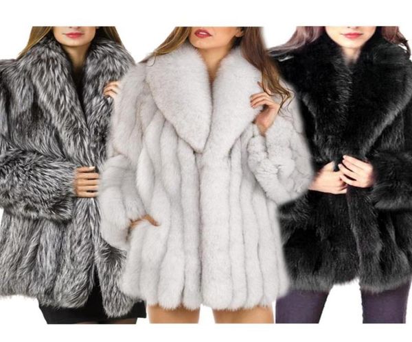 

autumn and winter faux fur coat women fashion temperament keep warm coat long sleeve long section fur faux5217106, Black