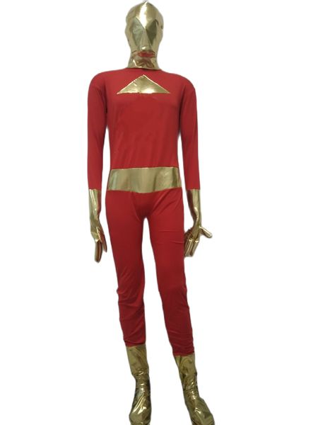 

cosplay catsuit red and golden mixed color spandex zentai bodysuit halloween jumpsuit outfit halloween party fancy dress, Black