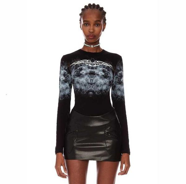 

fashion outlet letter print tshirt misbhv smog sense slim fit punk long sleeve base shirt 2020 new 370482, Black