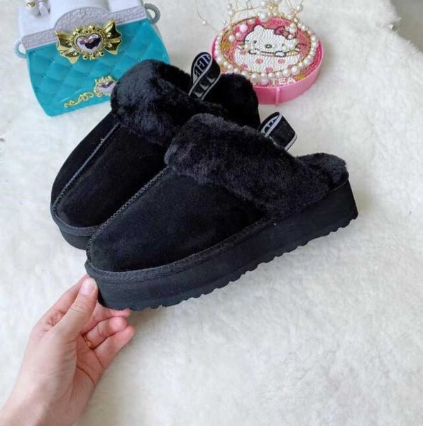 

winter women's thicken sole slippers women childer slipper boots light warm shoes, Black