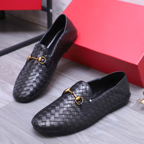 

2023 mens fashion designer dress shoes formal party wedding groom flats men comfortable casual loafers size 38-44, Black
