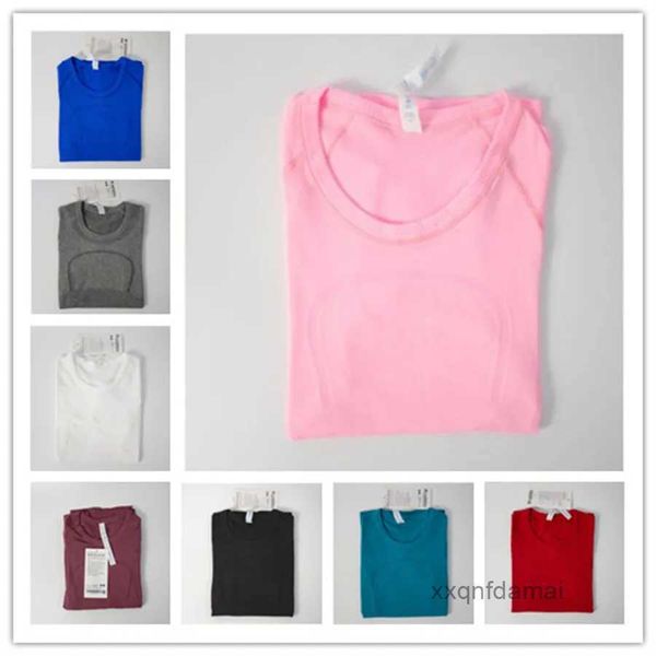 

2023 yoga clothes lu-088 women yoga t-shirts women's t-shirt high-elastic breathable running quick drying seamless short sleeve sport-c, White