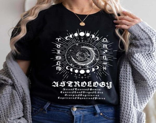 

women039s tshirt female mystical astrology zodiac signs graphic tshirt women vintage boho celestial t shirt horoscope tshirts9791974, White