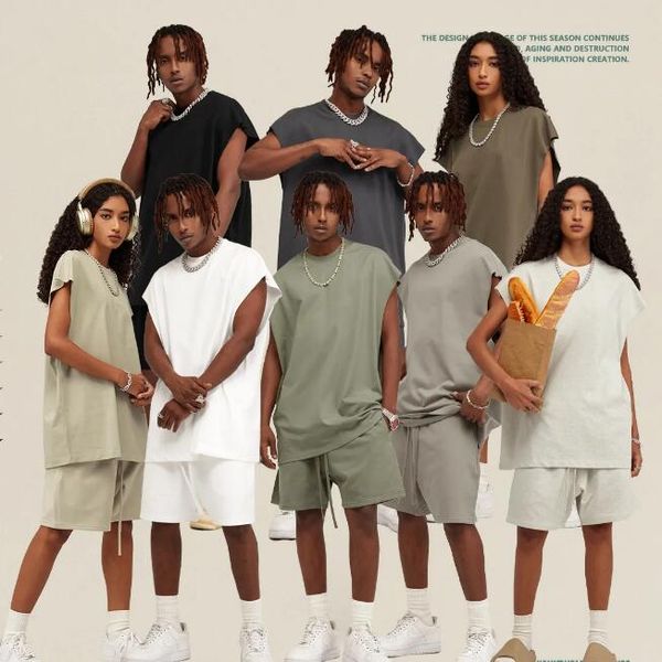 

sleeveless vest men's plus tees women 2023ss nice cotton, Black;brown