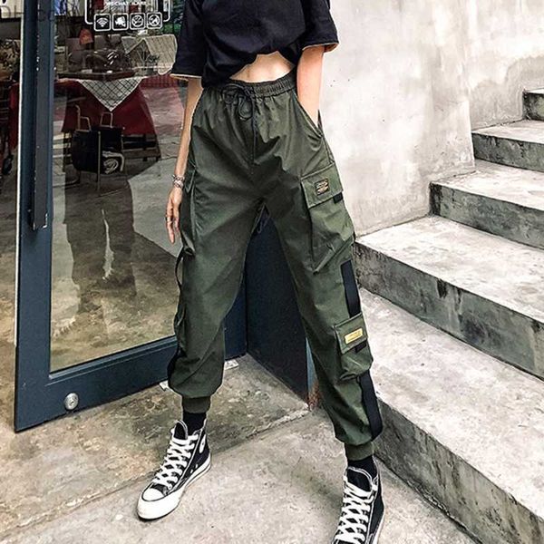 

women's pants capris mexzt harajuku multi pocket cargo pants women's ultra thin back palace pants bf korean elastic waist sports p, Black;white