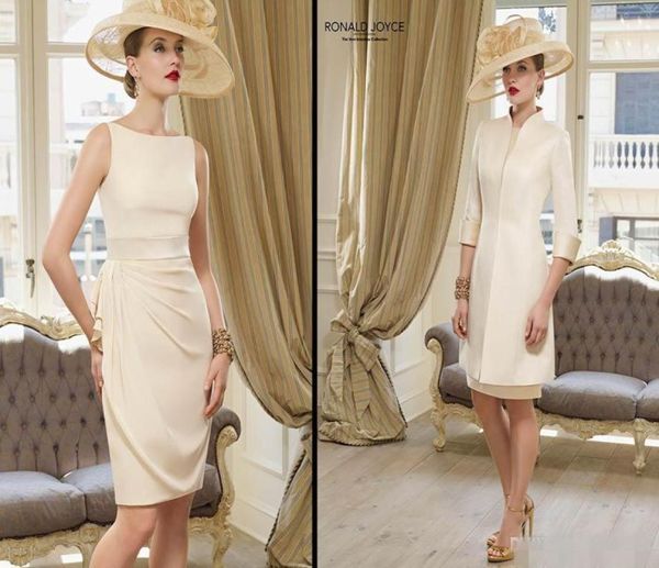 

new arrival fashionable mother of the bride suits dresses kee length bateau neckline sheath evening dress formal gowns with jacket6349526, Black;red