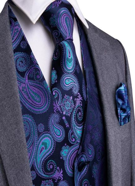 

purple black paisley wedding men 100silk waistcoat vest ties hanky cufflinks cravat set for suit tuxedo mjtz1046830996, Black;white