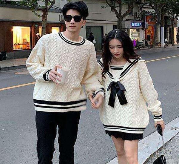 

women039s sweaters preppy style couple sweater men women fashion lolita girl sweet navy collar couples harajuku3242610, White;black