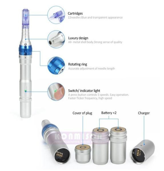 

rechargeable derma pen drpen micro needle roller pen with 22pcs needle cartridges professional for salon use dermapen9231325