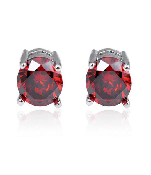 

12 pairs luckyshine red zircon crystal gems silver plated stud earrings fashion simple european holiday gift earrings stud for uni6110158, Golden;silver
