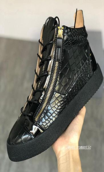 

2021 men039s sneakers competition running women039s shoes side zipper casual medium s large calfskin gold2507317, Black