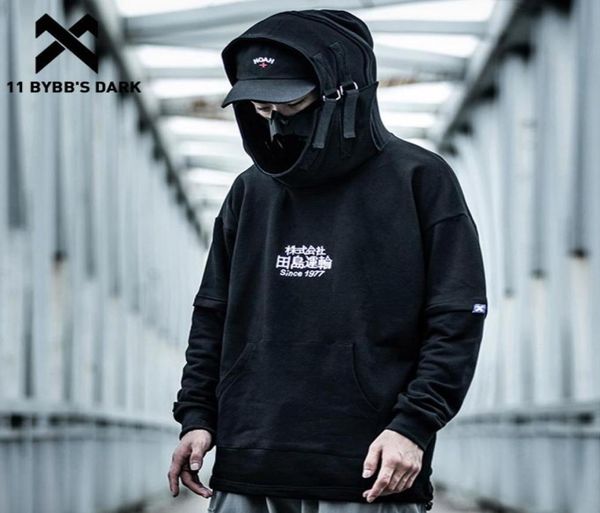 

11 bybb039s dark embroidery harajuku hoodie mens casual japanese streetwear hoodies hip hop sweatshirts man pullovers outerwear2208181272, Black