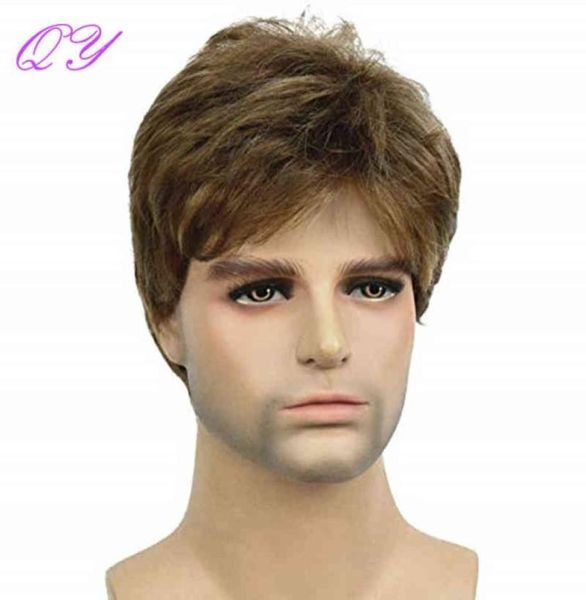 

men hair synthetic brown ombre linen color short straight men039s wig natural fashion style for man daily or party adjustable s9666714, Black