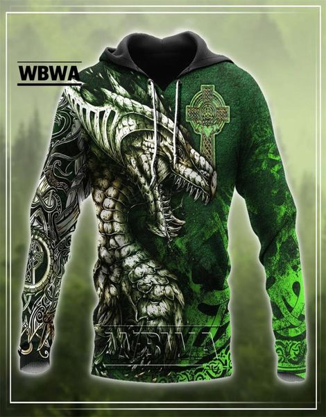 

men039s hoodies sweatshirts wbwa beautiful dragon tattoo green 3d printed men hoodie autumn and winter sweatshirt pull3299667, Black