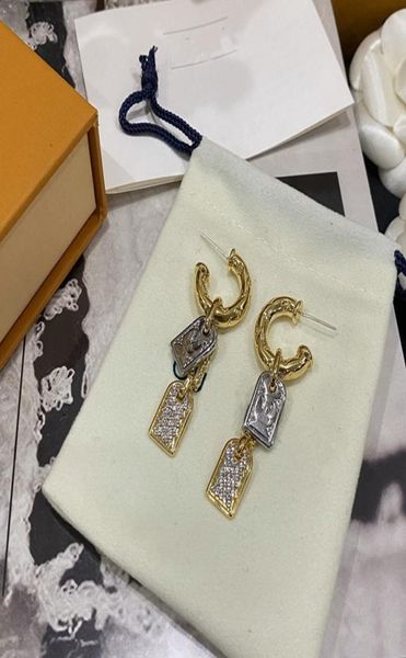 

with box dual tags designers letters stud classical geometric luxury women crystal rhinestone pearl earring wedding party studs7897917, Golden;silver