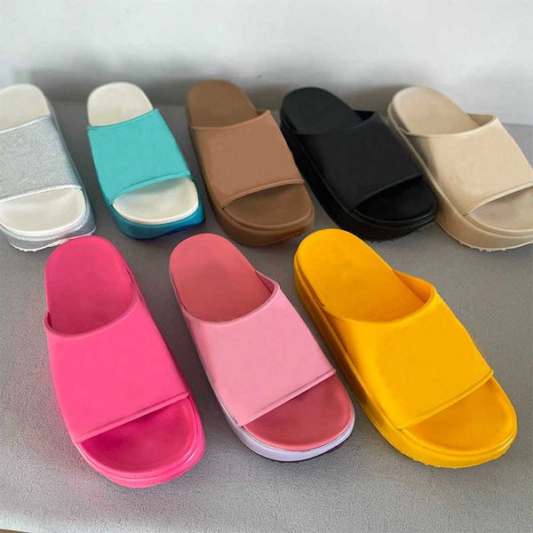 

designer luxury women rubber leather slippers dress shoes beach slippers summer platform sandals platform with box bag no354, Black