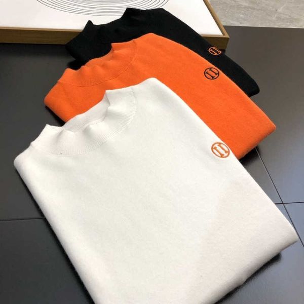 

autumn winter sweater fashion embroidery h letter badge knitted sweater designer sweaters men women casual pullover warm knit shirt, White;black