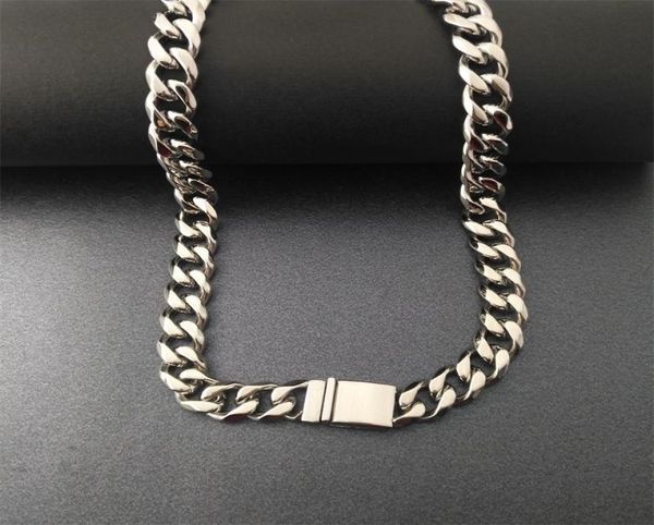 

necklaces nice mens womens cuban link necklace hip hop stainless steel chain curb cuban9 11 13mm band width18inch30inch1714467, Silver