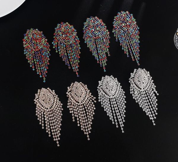 

stud big rhinestone dangle earrings for women fashion statement crystal tassel earring large dangle earing evening jewelry gift9054346, Golden;silver