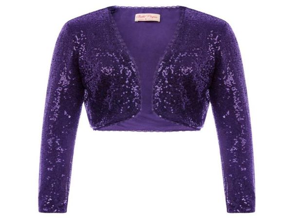 

bp women039s clothing shining sequined long sleeve waved neckline cropped length open front bolero shrug for wedding party6575556, Black;brown